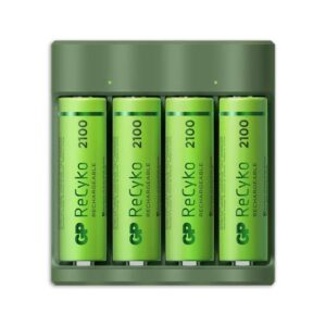 GP | USB batterijlader + 4 x AA-batterijen 2100mAh NiMH