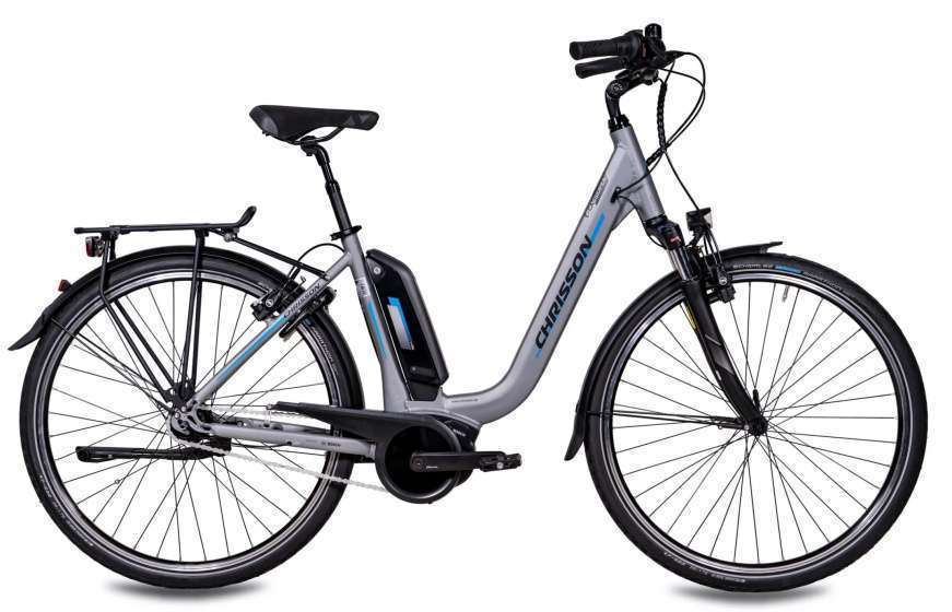 Chrisson | Elektrische Dames Stadsfiets E-Cassiopea 28 Inch 50 cm 7V V-Brakes Zilvergrijs