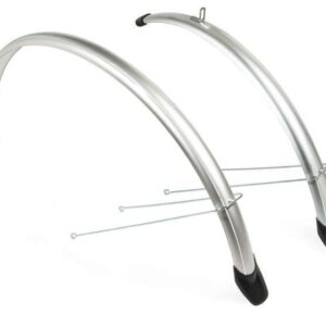 Eurofender | Spatbordenset 28 inch 58 mm kunststof zilver