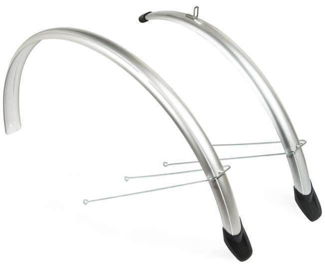 Eurofender | Spatbordenset 28 inch 58 mm kunststof zilver