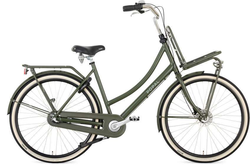 Popal | Dames Transportfiets Daily Dutch Prestige 28 Inch 59 cm 3V Terugtraprem Legergroen
