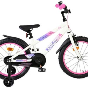 Volare | Meisjes Kinderfiets Lily, 18 inch, Wit Roze Paars