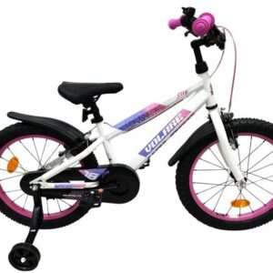 Volare | Meisjes Kinderfiets Lily, 18 inch, Wit Roze Paars, Twee handremmen
