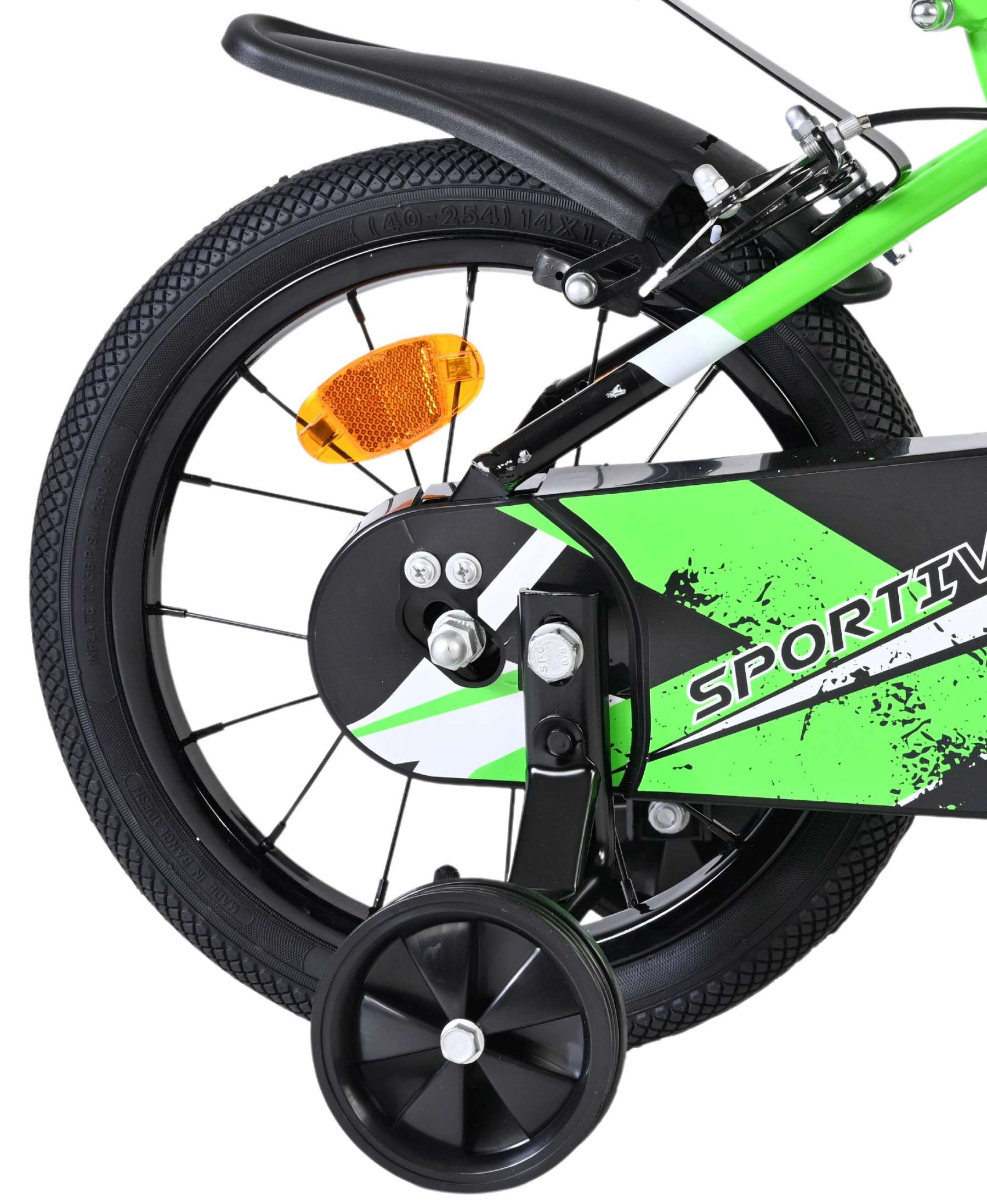 Volare | Jongens Kinderfiets Sportivo, 14 inch, Groen Zwart, Twee Handremmen - Afbeelding 2