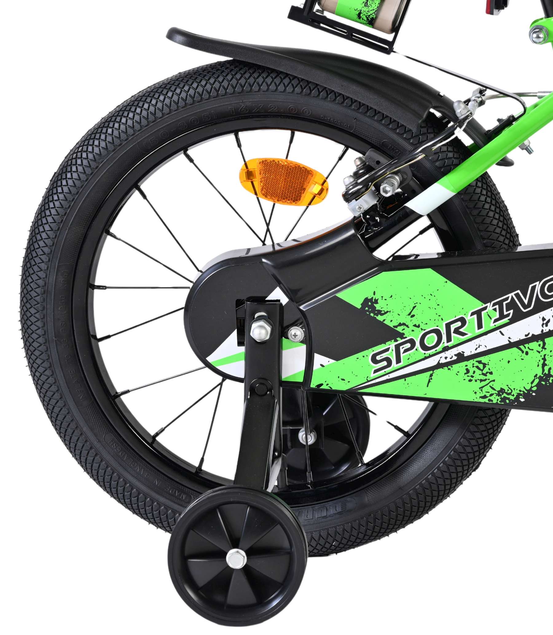 Volare | Jongens Kinderfiets Sportivo, 16 inch, Groen Zwart, Twee Handremmen - Afbeelding 2