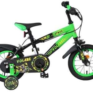Volare | Jongens Kinderfiets Strike, 12 inch, Zwart Groen, Twee Handremmen