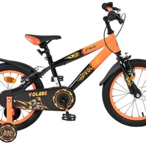 Volare | Jongens Kinderfiets Strike, 16 inch, Zwart Oranje, Twee Handremmen