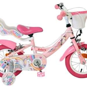 Volare | Meisjes Kinderfiets Unicorn, 12 inch, Roze, Twee handremmen