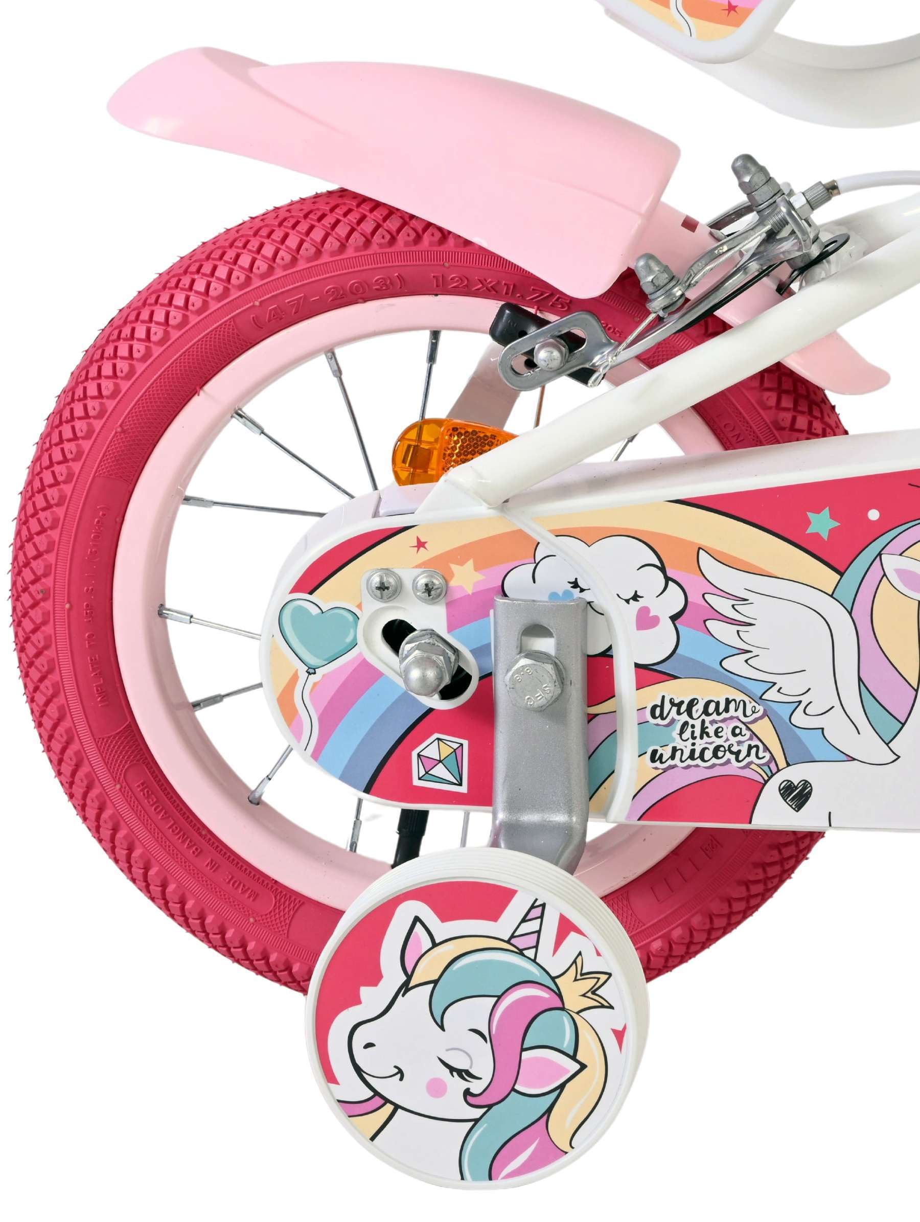 Volare | Meisjes Kinderfiets Unicorn, 12 inch, Wit, Twee handremmen - Afbeelding 2