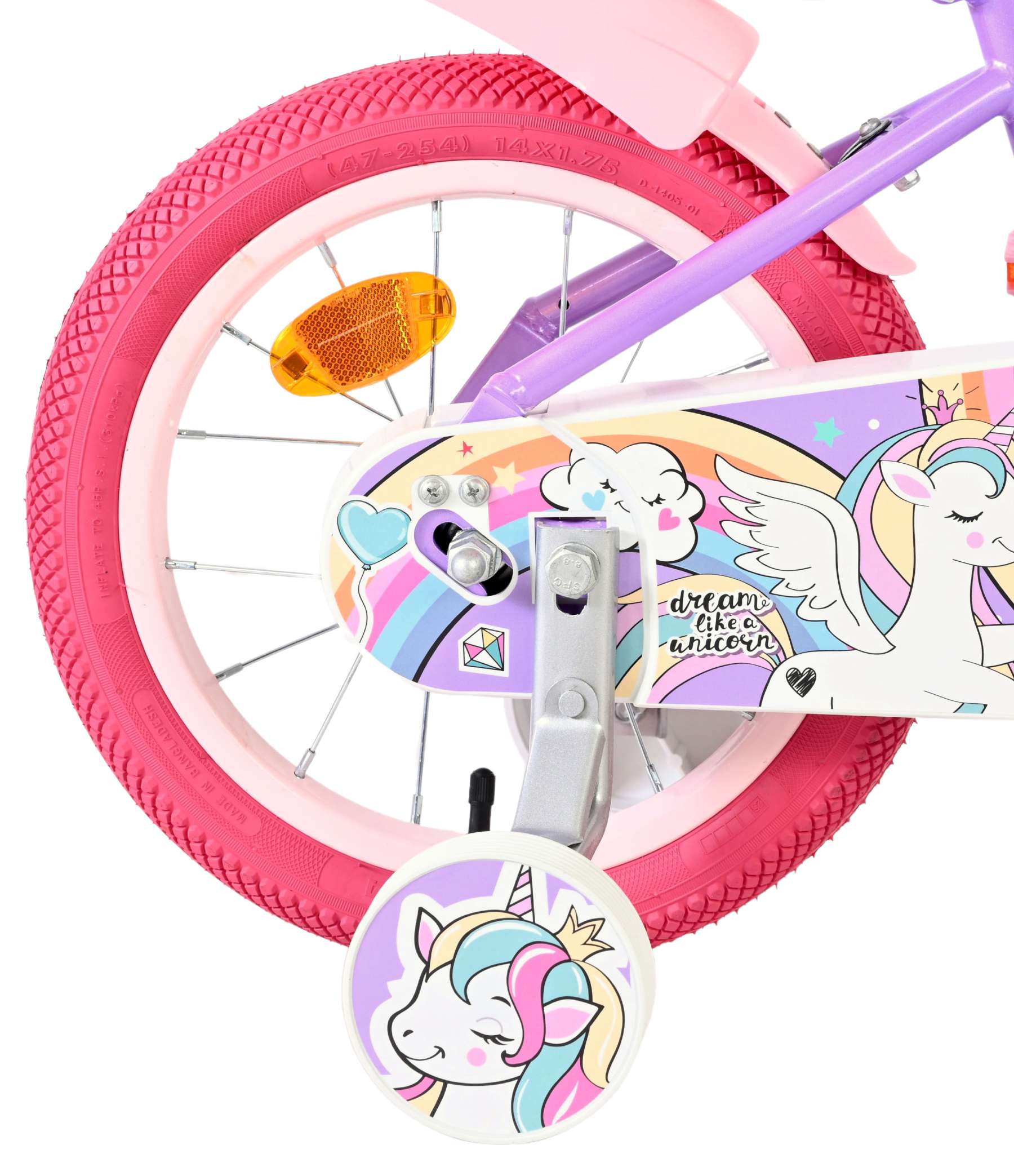 Volare | Meisjes Kinderfiets Unicorn, 14 inch, Paars - Afbeelding 2