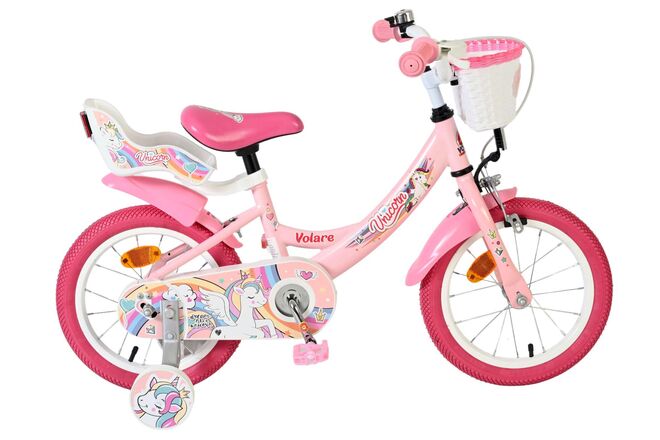 Volare | Meisjes Kinderfiets Unicorn, 14 inch, Roze