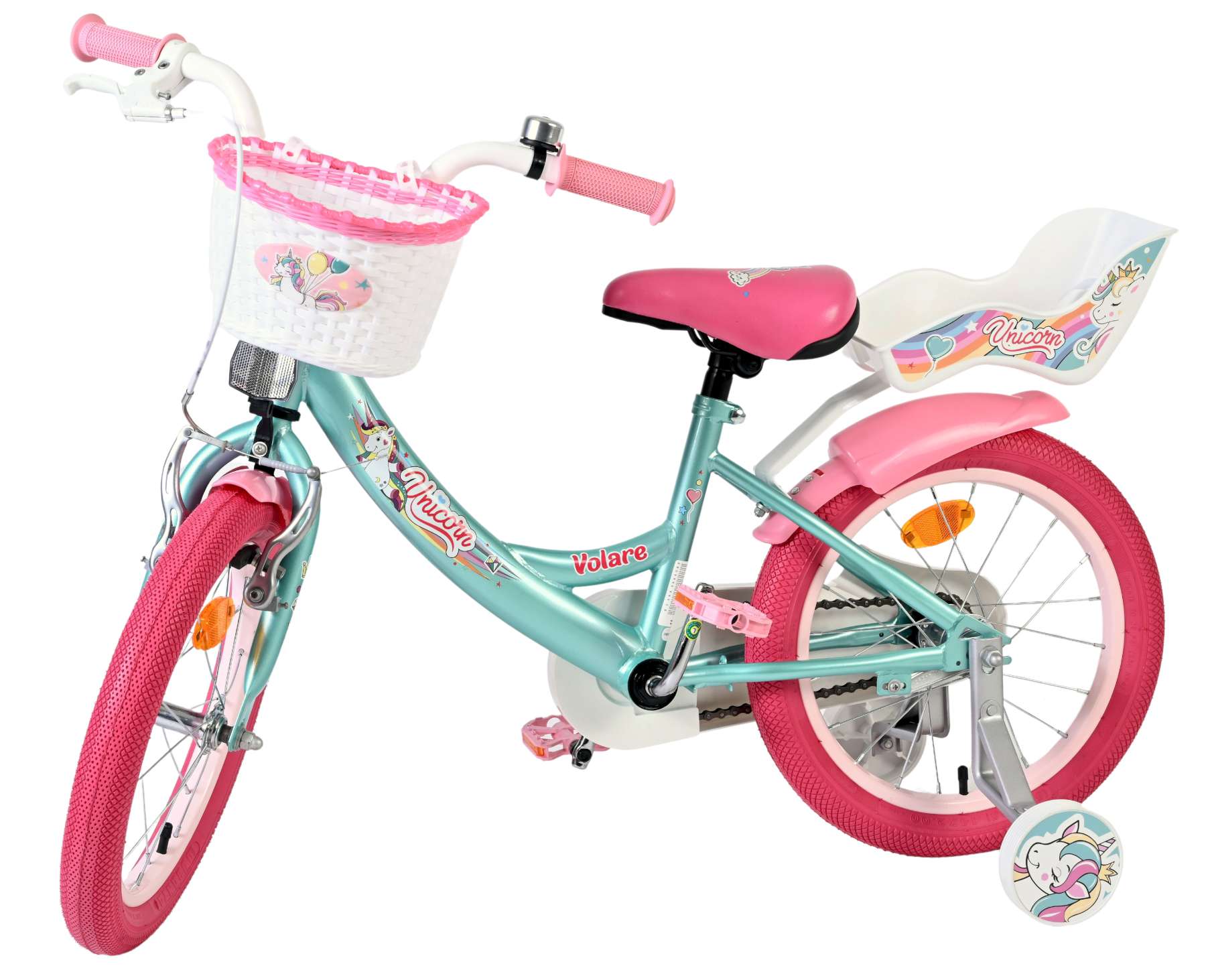 Volare | Meisjes Kinderfiets Unicorn, 16 inch, Groen - Afbeelding 8
