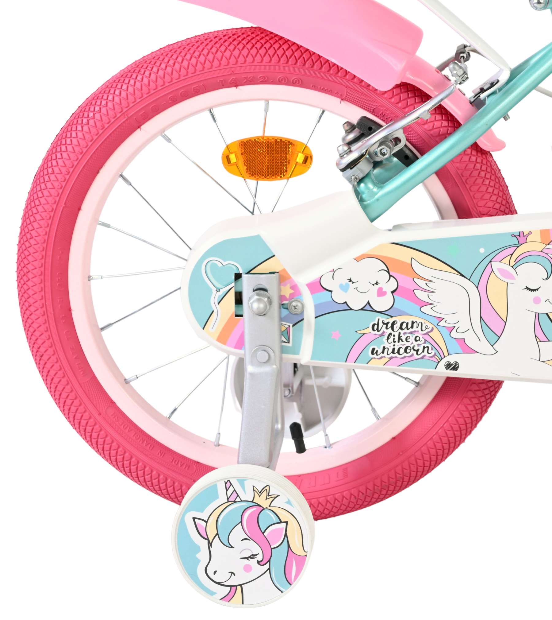 Volare | Meisjes Kinderfiets Unicorn, 16 inch, Groen, Twee Handremmen - Afbeelding 2