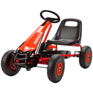 AIYAPLAY | Go Kart, Trap Skelter, in hoogte verstelbare zitting, EVA-wielen, rem, koppeling, 3-8 jaar, Rood