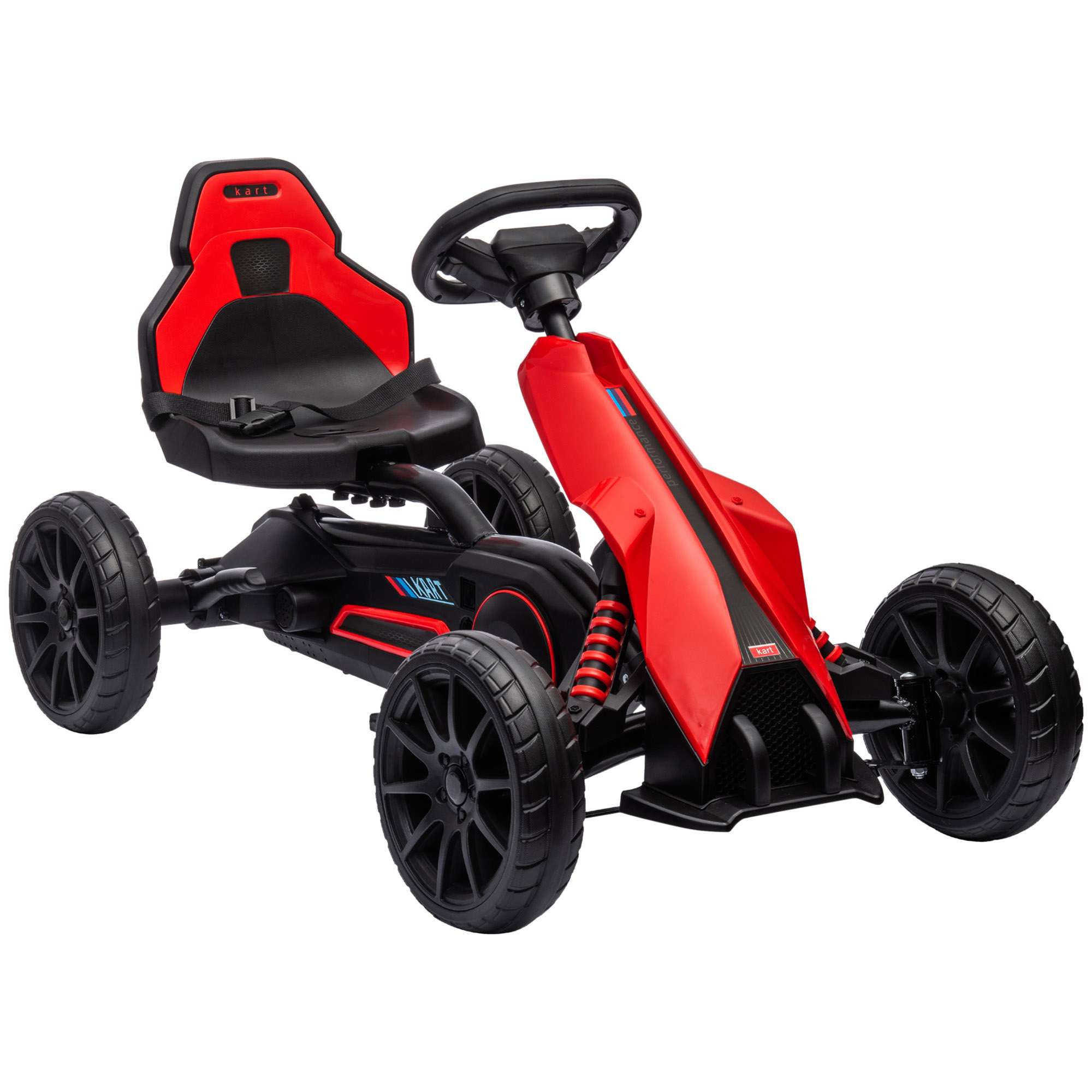 HOMCOM | Go Kart, Trap Skelter met handrem, 3-8 jaar, Rood+Zwart