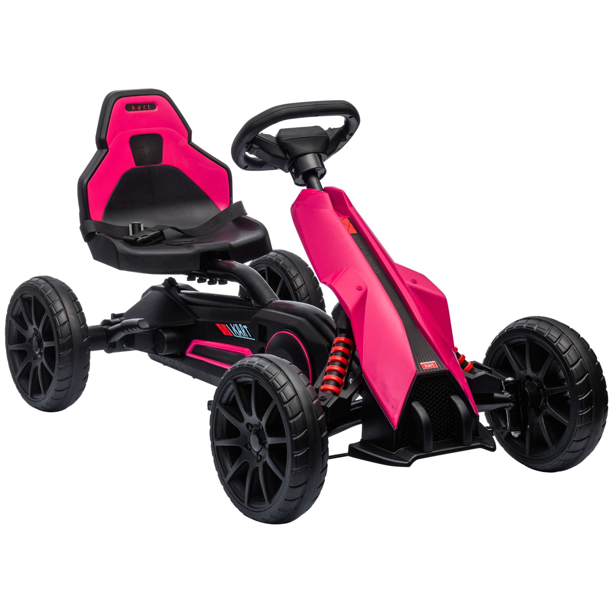HOMCOM | Go Kart, Trap Skelter met handrem, 3-8 jaar, Roze